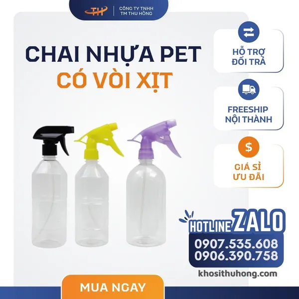 Chai Nhựa PET Có Vòi Xịt 1000ml