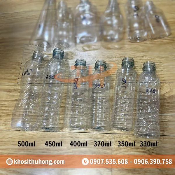 Chai Nhựa PET Đựng Nước Sâm - Vuông/Tròn 330ml, 350ml, 370ml, 400ml, 450ml, 500ml