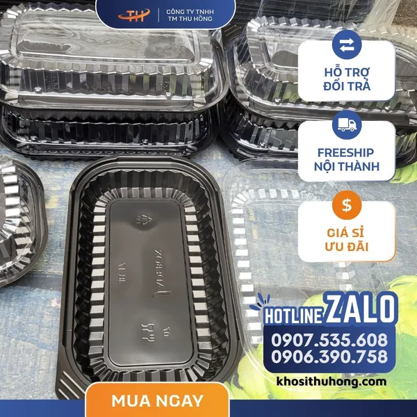 Hộp Nhựa Đế Đen HT17 1 ngăn