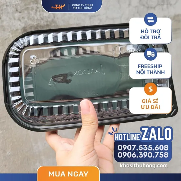 Hộp Nhựa Đế Đen HT17 1 ngăn