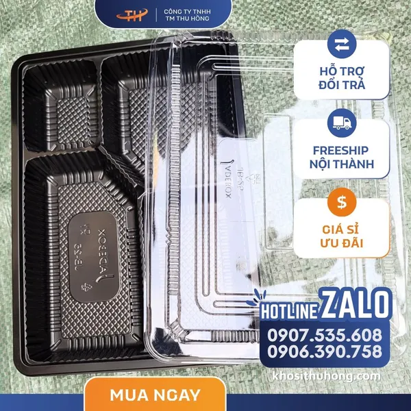 Hộp Nhựa Đế Đen HT25 4 Ngăn