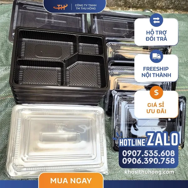 Hộp Nhựa Đế Đen HT25 4 Ngăn