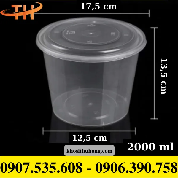 Hộp nhựa tròn 2000ml