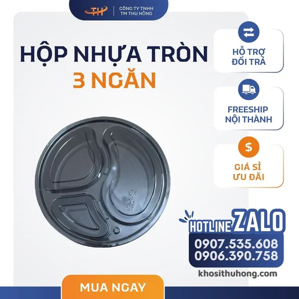 Hộp Nhựa Tròn 3 Ngăn 