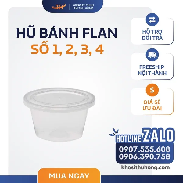 Hũ Nhựa PP Đựng Bánh Flan Số 0, 1, 2, 3