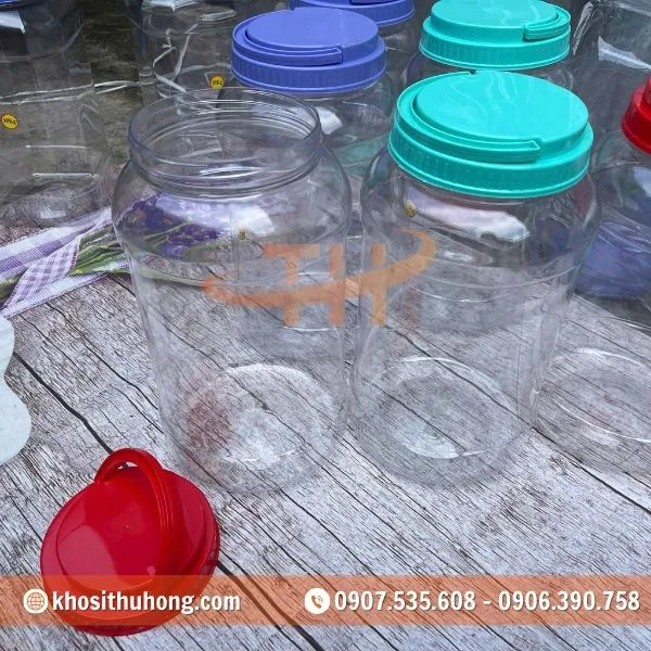 Hũ Nhựa Nắp Quai - Vuông/Tròn 3kg3, 4kg, 5kg, 7kg, 10kg