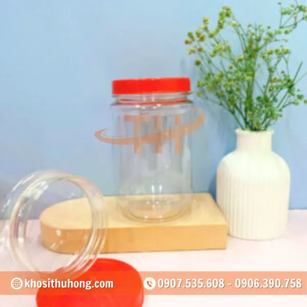 Hũ Nhựa PET 450ml - Nắp Đỏ/Trắng