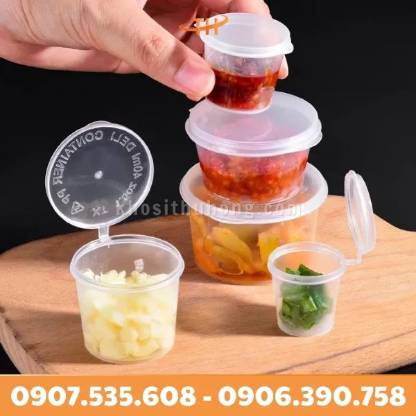Hũ Đựng Nước Sốt Nắp Liền 1oz, 2oz, 3oz, 4oz
