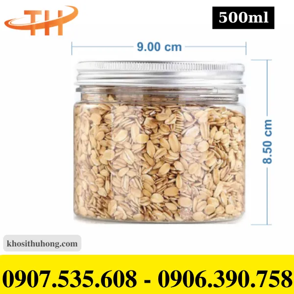 Hũ pet nắp nhôm 500ml