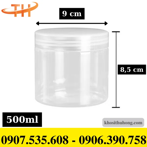 Hũ pet nắp nhựa 500ml