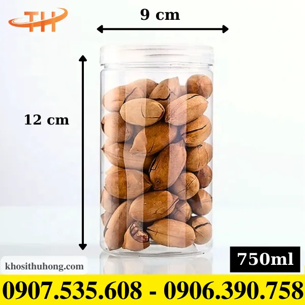 Hũ pet nắp nhựa 750ml