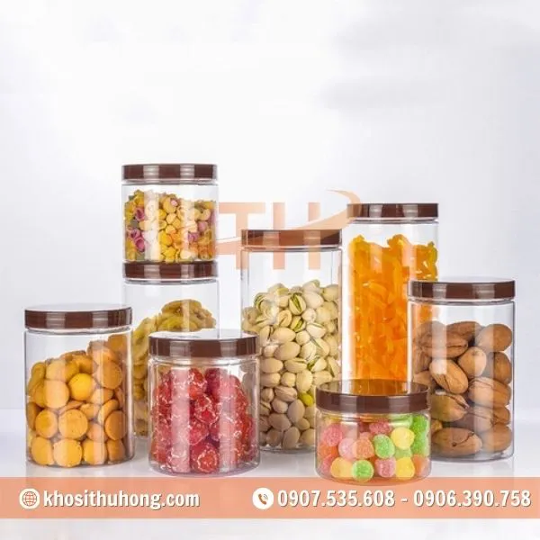 Hũ PET Nắp Nhựa - 250ml, 500ml, 600ml, 700ml, 750ml, 900ml, 1000ml, 1200ml, 1300ml, 1500ml