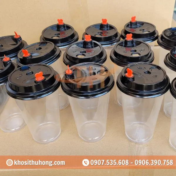 Ly Nắp Tim PP - Nắp Trắng/Đen 500ml, 700ml