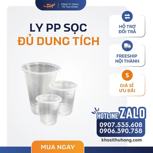 Ly Nhựa PP Sọc - 140ml, 170ml, 220ml, 280ml, 360ml/380ml, 400ml, 450ml, 500ml, 700ml