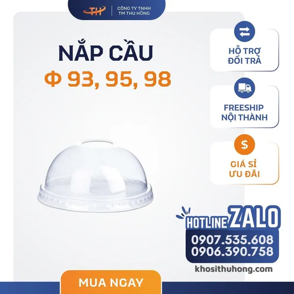 Nắp Cầu Nhựa PET Có Lỗ - Phi 93/95/98mm