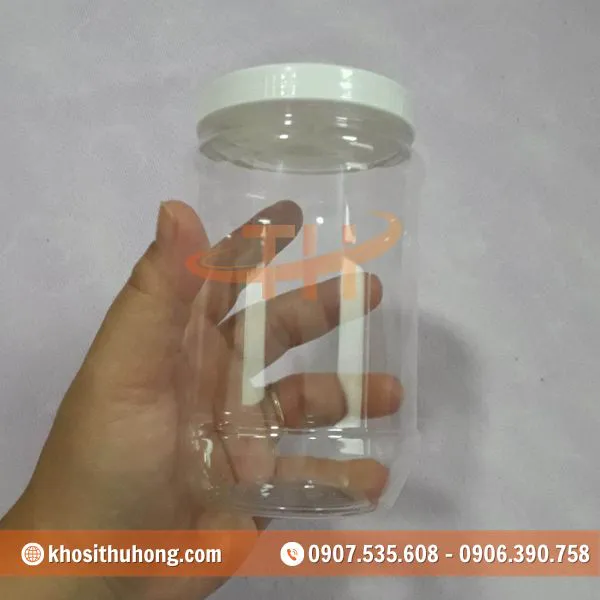 Hũ Nhựa PET 450ml - Nắp Đỏ/Trắng