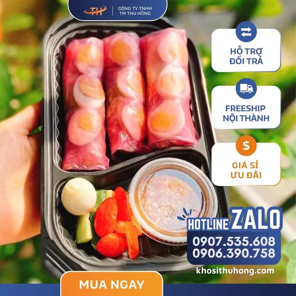 Hộp Nhựa Đế Đen HT17 2 ngăn