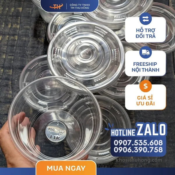 Hộp Nhựa Tròn - 300ml, 450ml, 500ml, 700ml, 750ml, 1000ml, 1250ml, 1750ml, 2000ml, 3000ml, 3500ml