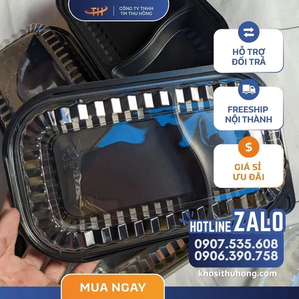Hộp Nhựa Đế Đen HT17 2 ngăn