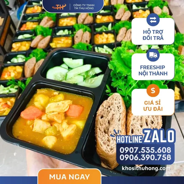 Hộp Nhựa Đế Đen HT19 3 Ngăn