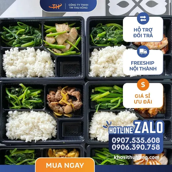 Hộp Nhựa Đế Đen HT25 4 Ngăn