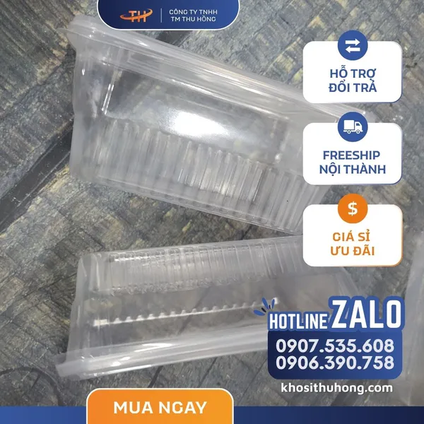 Hộp Nhựa Chữ Nhật Trong Suốt - 500ml, 650ml, 750ml, 1000ml