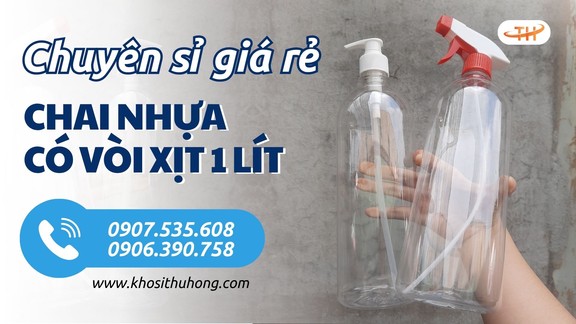 Nguồn sỉ chai nhựa có vòi xịt 1 lít - Nhựa trong cao cấp