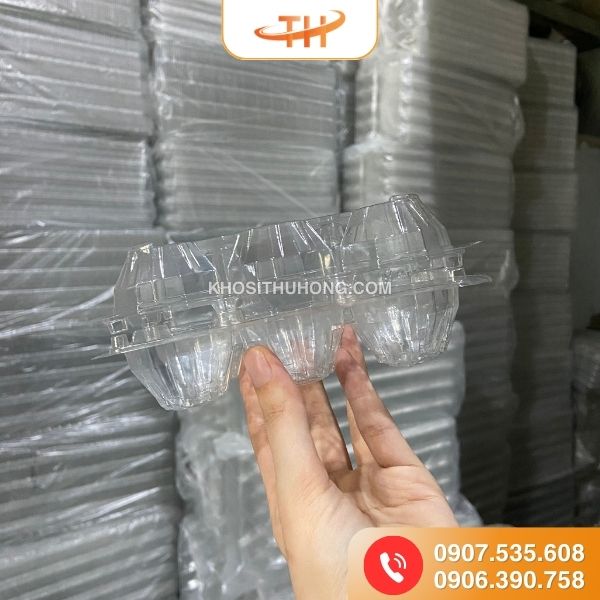 Vỉ đựng trứng gà vịt 6 quả bấm nút Vỉ đựng trứng gà vịt 6 quả bấm nút