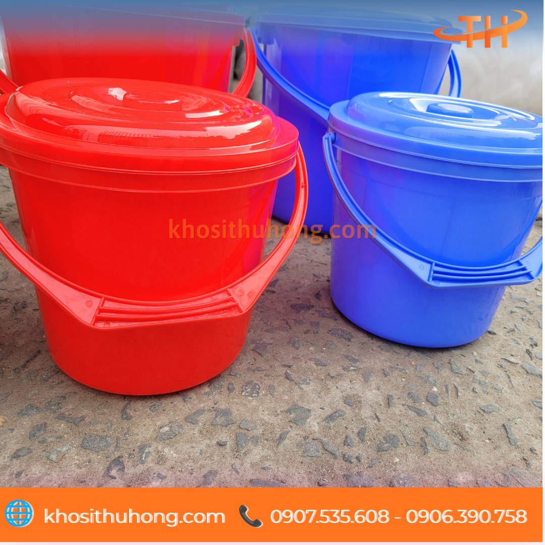 Xô nhựa đỏ xanh 10L