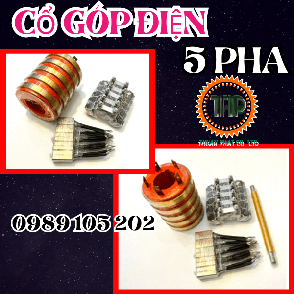 Cổ góp điện 5 pha rãnh dương Cổ góp điện 5 pha rãnh dương