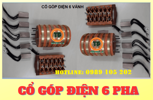 Cổ góp điện 6 pha đường kính 65 x 115 x 145 mm Cổ góp điện 6 pha đường kính 65 x 115 x 145 mm