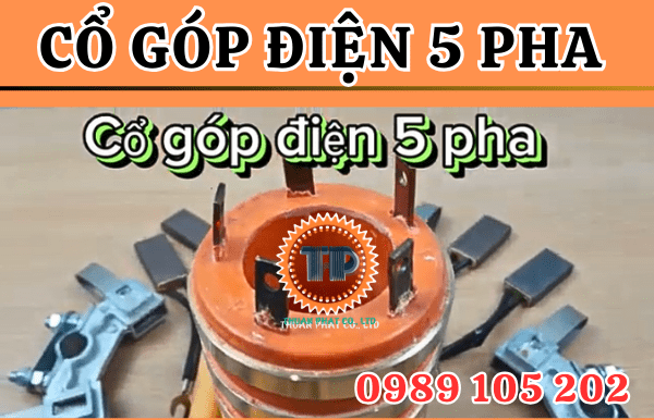 Cổ góp điện 5 pha - 5 vòng trượt lấy điện Cổ góp điện 5 pha - 5 vòng trượt lấy điện