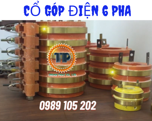 Cổ góp điện 6 pha - 6 cực dẫn điện Cổ góp điện 6 pha - 6 cực dẫn điện