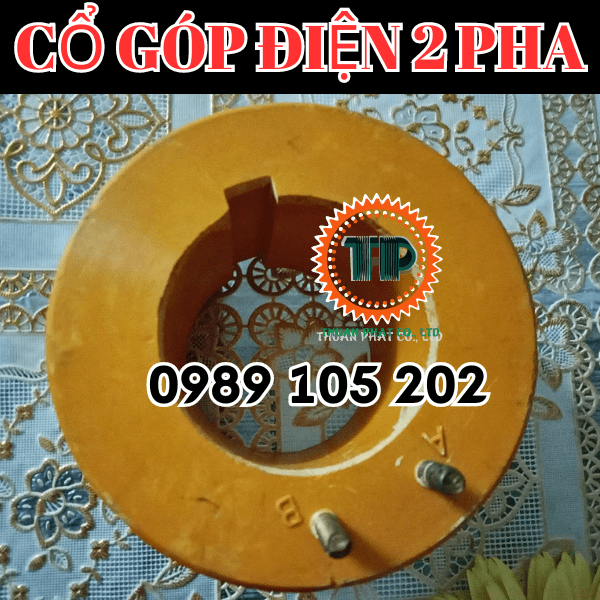Cổ góp điện 2 pha có thiết kế lavet cố định vào trục động cơ quay Cổ góp điện 2 pha có thiết kế lavet cố định vào trục động cơ quay