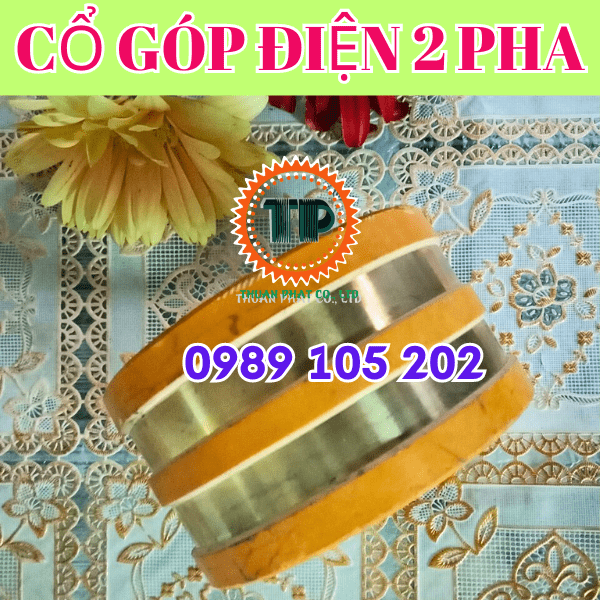 Cổ góp điện 2 pha có thiết kế lavet cố định vào trục động cơ quay Cổ góp điện 2 pha có thiết kế lavet cố định vào trục động cơ quay