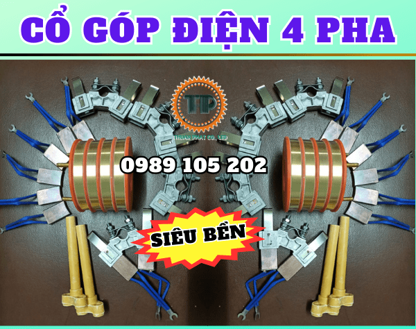 Bộ cổ góp chổi than 4P kích thước 56x130x95 mm Bộ cổ góp chổi than 4P kích thước 56x130x95 mm
