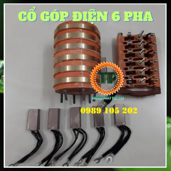Cổ góp điện 6 pha đường kính 65 x 115 x 145 mm 