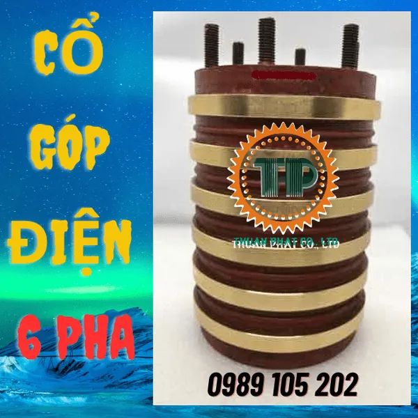Cổ góp điện chổi than 6 pha