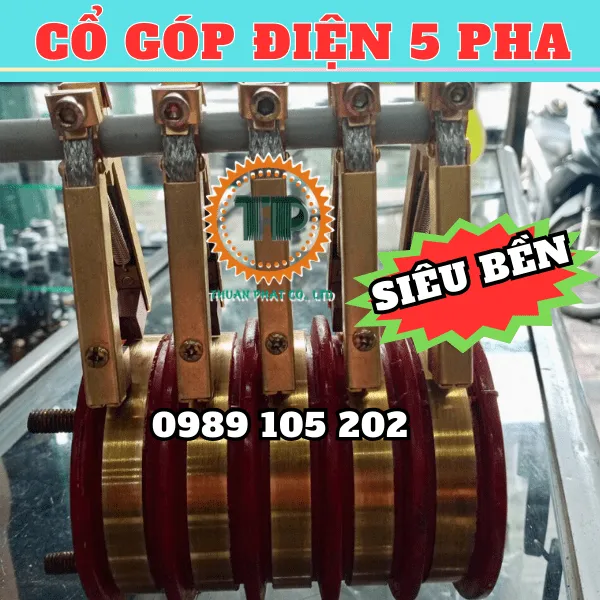Cổ góp điện 5 pha kích thước 40x100x110 mm