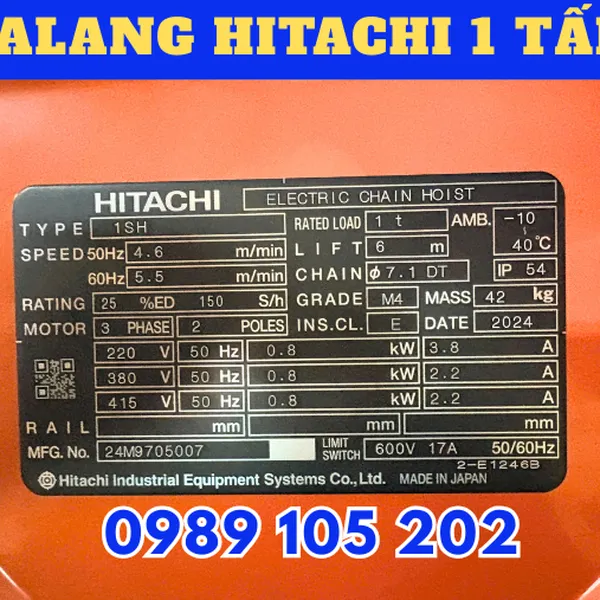 Palang xích điện Hitachi 1 tấn