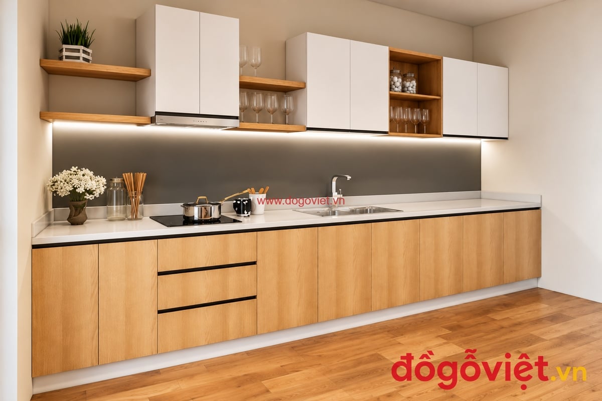 Tủ bếp hình chữ i nhựa WPB Phủ Melamine An Cường Hiện Đại Tủ bếp hình chữ i nhựa WPB Phủ Melamine An Cường Hiện Đại