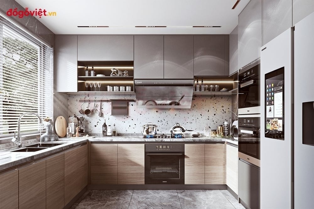 Tủ bếp gỗ MDF phủ Acrylic: ưu nhược điểm, b&aacute;o gi&aacute; v&agrave; mẫu đẹp 2026  