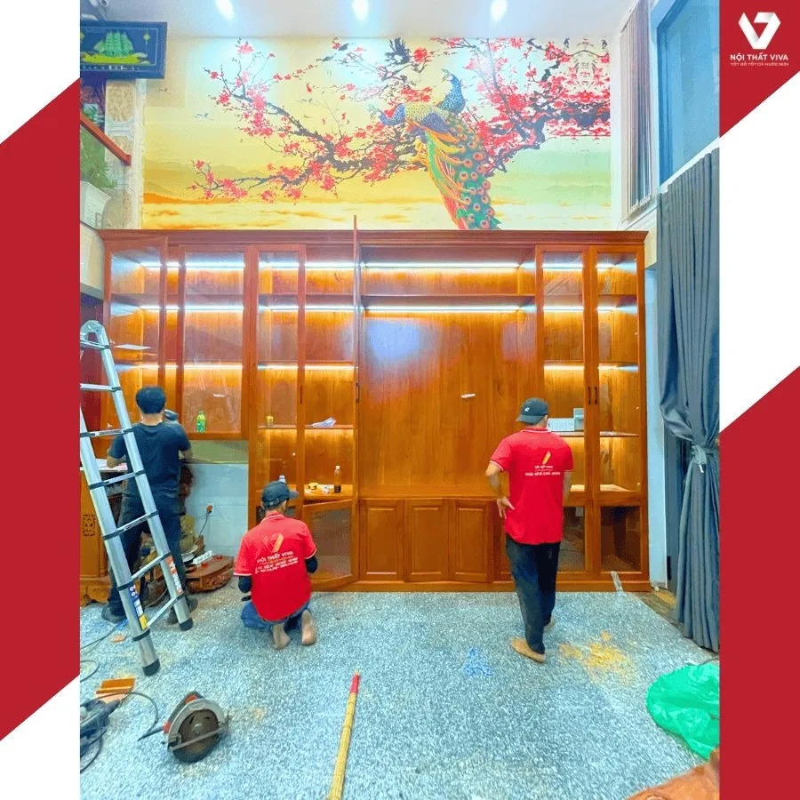 9+ kệ tivi kết hợp bàn thờ đẹp, hiện đại & bố trí đúng chuẩn phong thủy