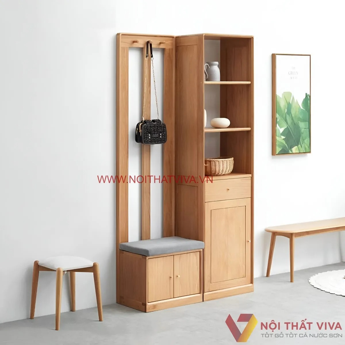 15+ mẫu tủ giày kết hợp kệ trang trí đáng sắm nhất cho gia đình trẻ