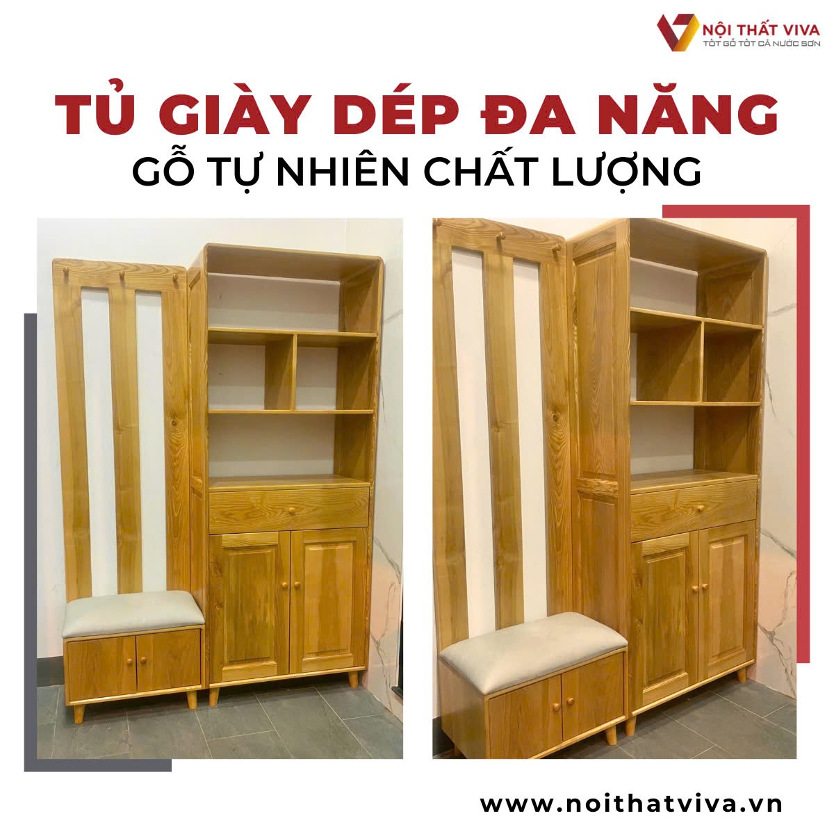 15+ mẫu tủ giày kết hợp kệ trang trí đáng sắm nhất cho gia đình trẻ