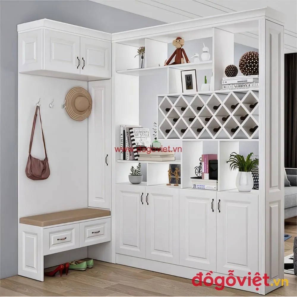 15+ mẫu tủ giày kết hợp kệ trang trí đáng sắm nhất cho gia đình trẻ