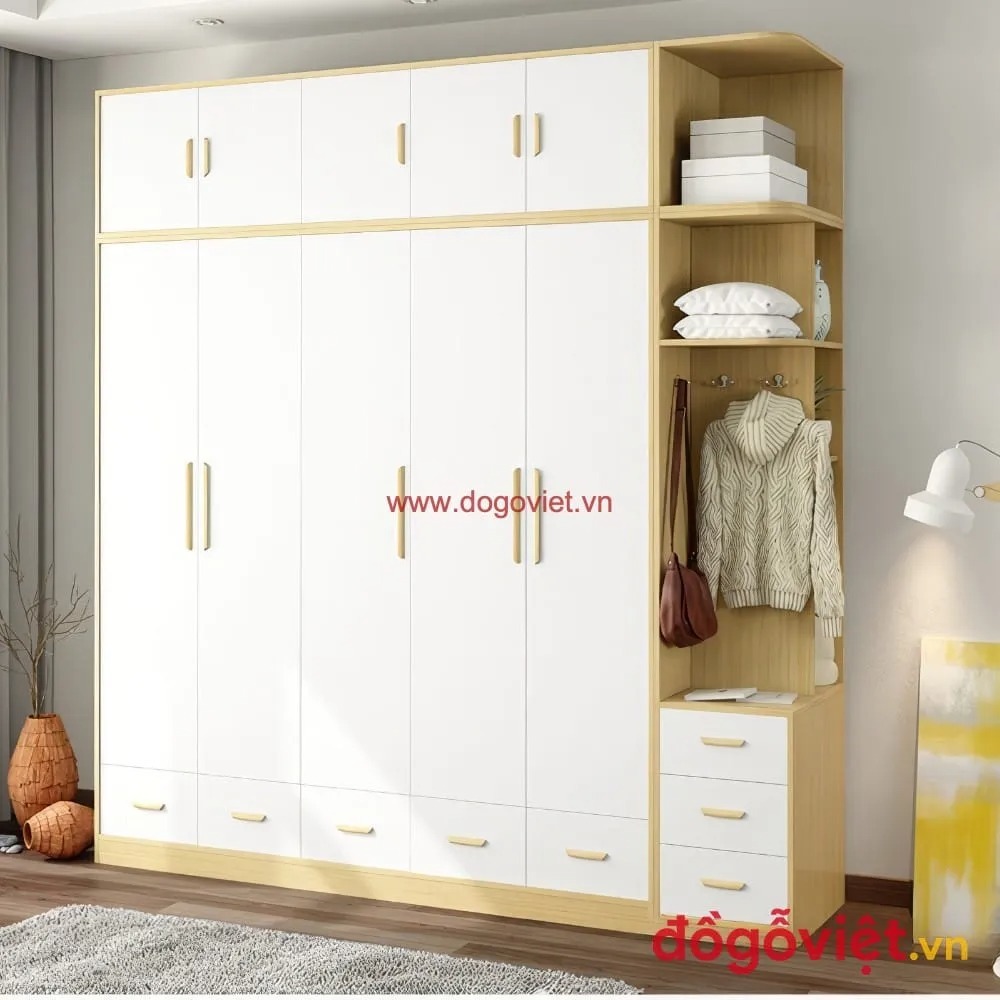 Top 10 mẫu tủ quần áo có kệ góc đẹp, hiện đại, tối ưu không gian nhất