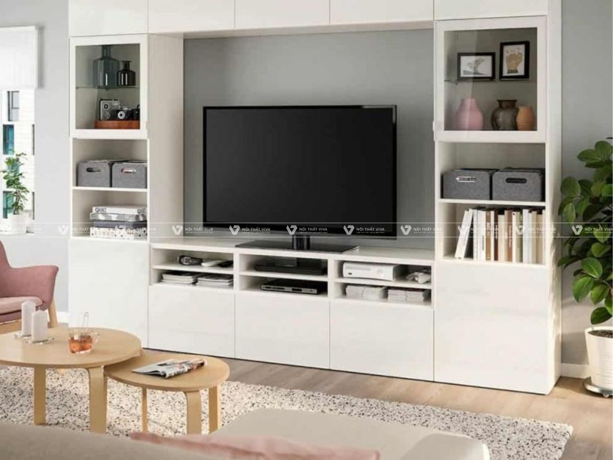 Bí quyết thiết kế kệ tivi kết hợp giá sách vừa đẹp vừa tiết kiệm diện tích