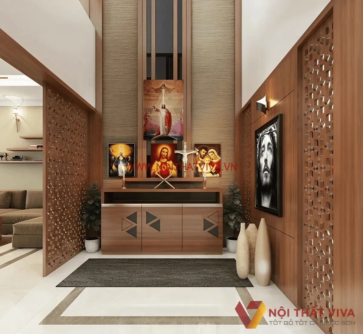 19+ Mẫu vách ngăn phòng thờ đẹp và trang nghiêm, hợp phong thủy 2025