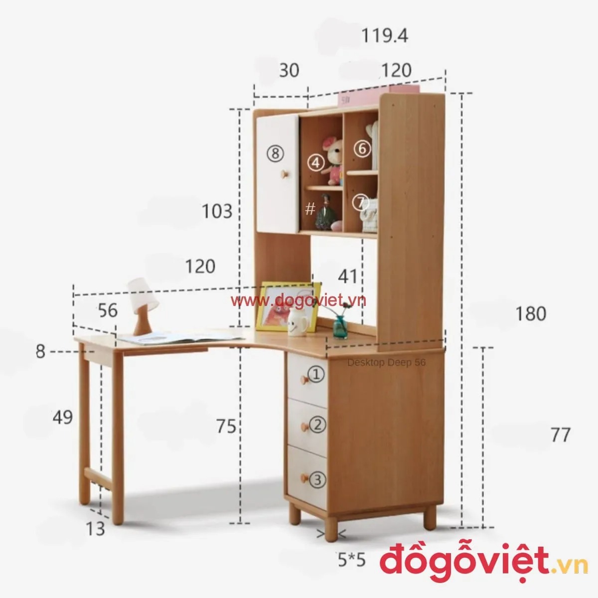 20+ Mẫu bàn học góc tường đẹp, đa năng giúp trẻ học tập hứng thú hơn